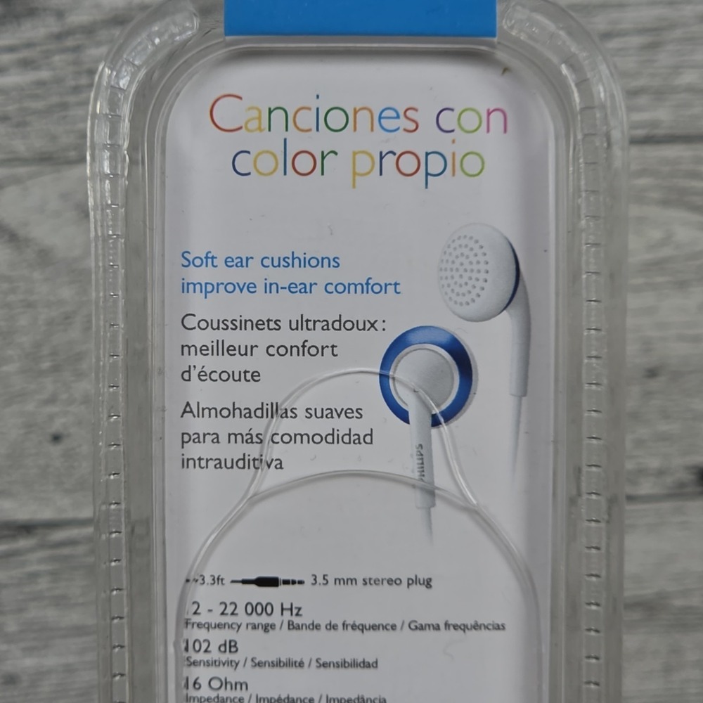 Vintage Philips Color Tunes EarBuds SHE2648 - Blue & White NEW SEALED - Picture 3 of 5